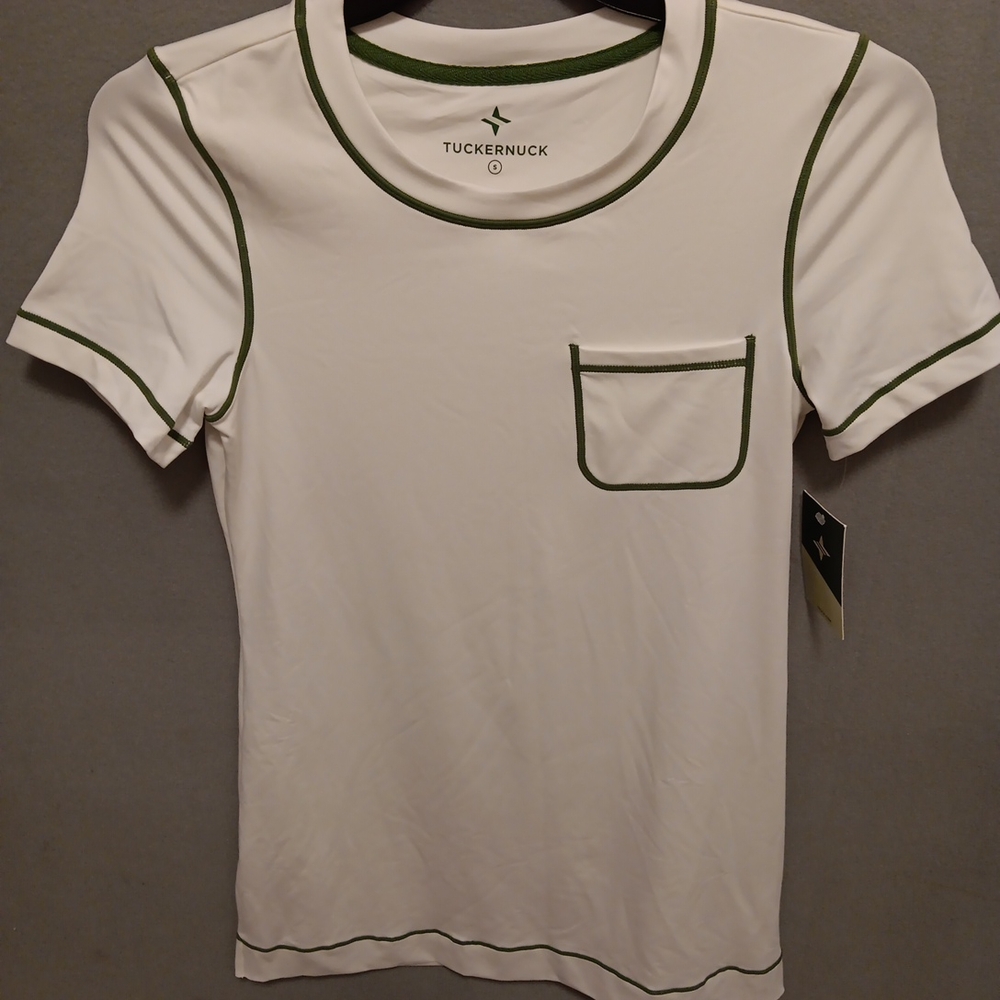 Tuckernuck White Mini Dress with Green Trim